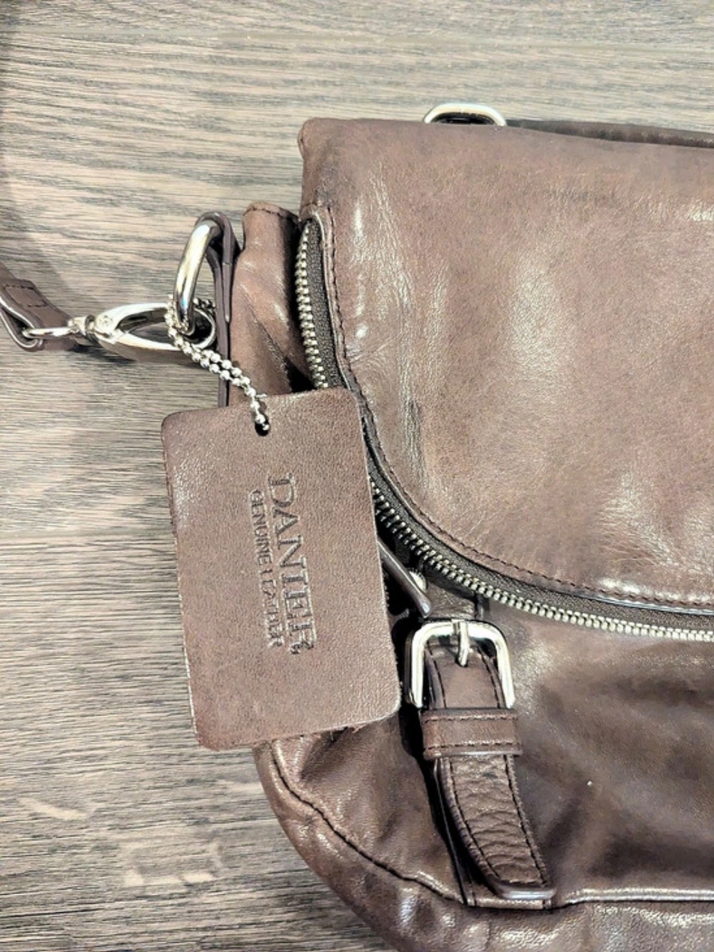 DANIER Chocolate Brown Leather-Style Crossbody Bag - Picture 11 of 11